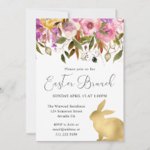 Boho Frühlingsblumen und Gold Bunnies Osterbrunch
