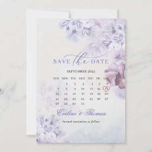 Boho Frühlingslila Blumen maul Monatskalender Save The Date