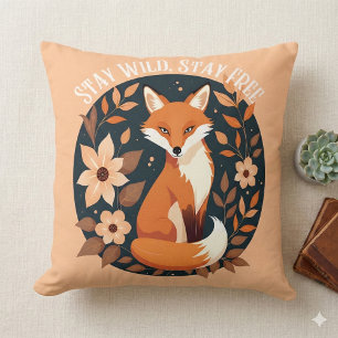 Boho Fuchs "Bleib wild, bleib frei" Wald-Design Kissen