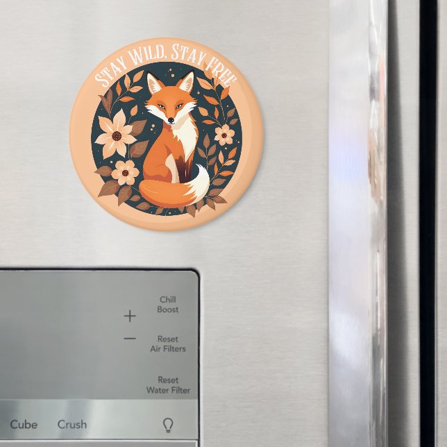 Boho Fuchs 'Bleib wild, bleib frei' Wald-Design Magnet (In Situ (Kühlschrank))