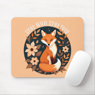 Boho Fuchs "Bleib wild, bleib frei" Wald-Design Mousepad