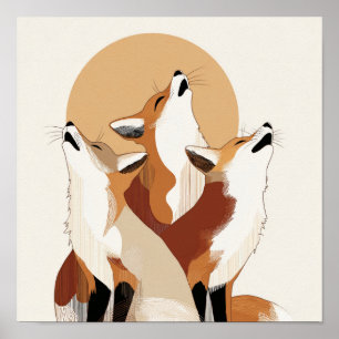 Boho Fuchs Familie Heulende Kunstposter Poster