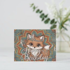 Boho Fuchs Geburtstagskarte Postkarte