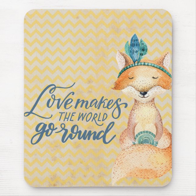 Boho Fuchs Liebe Zitat Mousepad (Vorne)