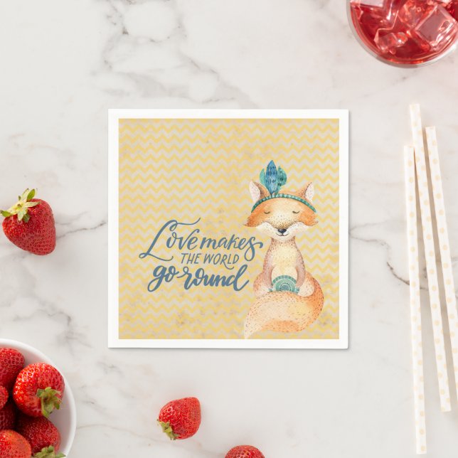Boho Fuchs Liebeszitat Serviette (Beispiel)