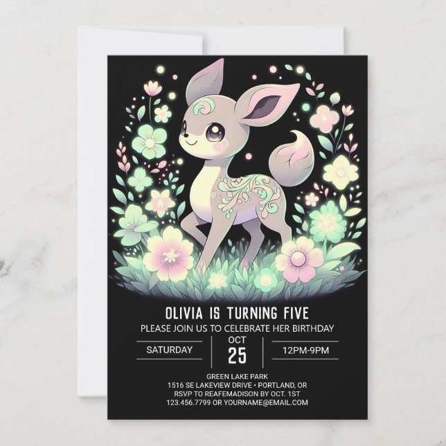 Boho Fun Deer Digital Geburtstag Einladung (Vorderseite)