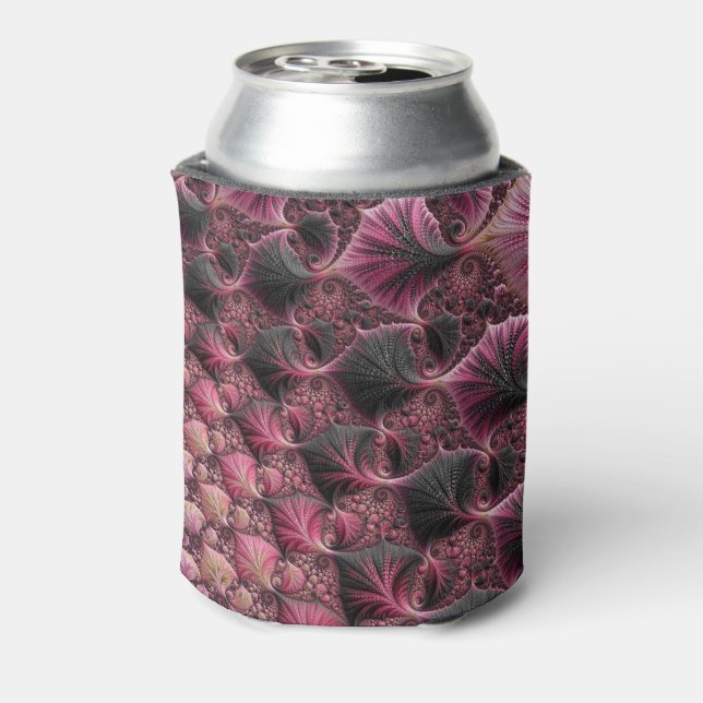 Boho Funky Eclectic Pink Black Abstrakt Fraktal Dosenkühler (Kanne Rückseite)