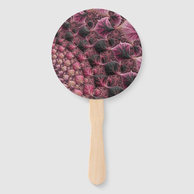 Boho Funky Eclectic Pink Black Abstrakt Fraktal Fächer (Vorderseite)