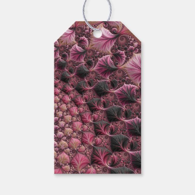 Boho Funky Eclectic Pink Black Abstrakt Fraktal Geschenkanhänger (Vorderseite)