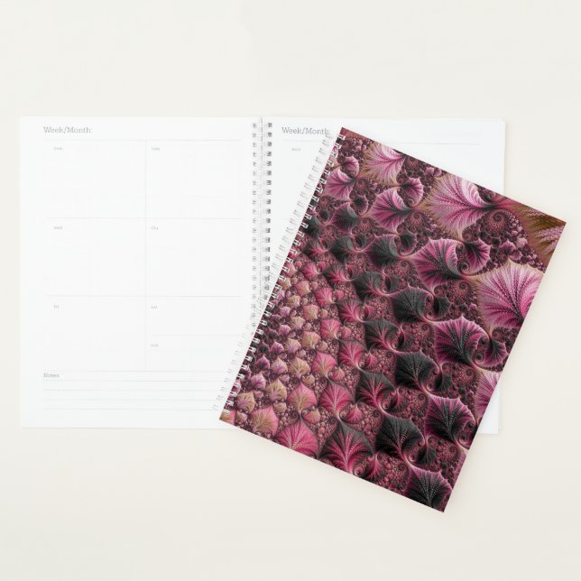 Boho Funky Eclectic Pink Black Abstrakt Fraktal Planer (Anzeige)