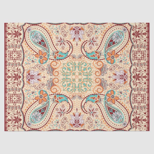 Boho Funky Trendy Retro abstraktes Muster Seidenpapier (Vorderseite)