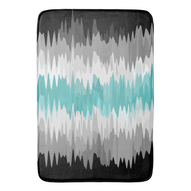 Boho Funky Wavy Abstract Libramasculine Stolzflagg Badematte (Vorderseite Vertikal)