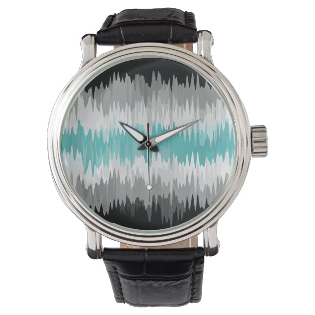 Boho Funky Wavy Abstrakt Libramasculine Prilag Armbanduhr (Vorderseite)