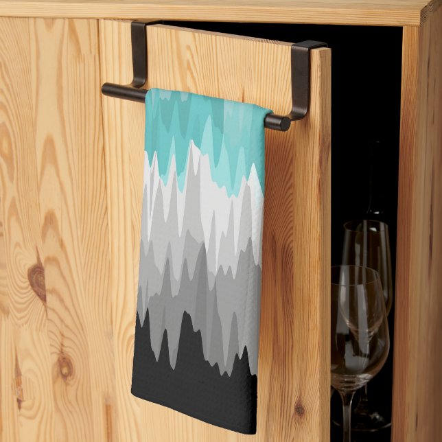 Boho Funky Wavy Abstrakt Libramasculine Prilag Geschirrtuch (Drittel gefaltet)