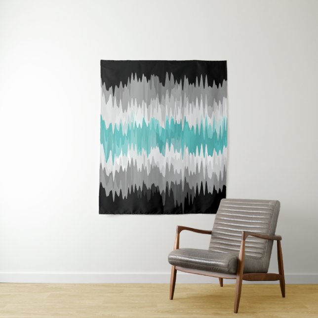 Boho Funky Wavy Abstrakt Libramasculine Prilag Wandteppich (Beispiel)