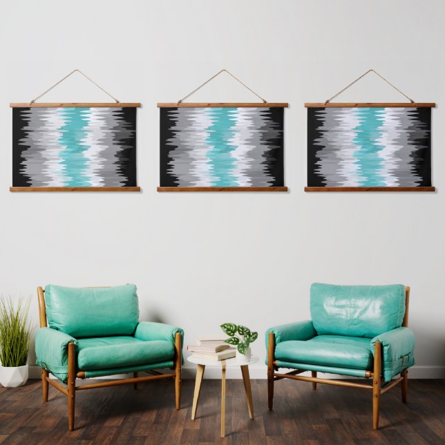 Boho Funky Wavy Abstrakt Libramasculine Prilag Wandteppich Mit Holzrahmen (Wohnzimmer)