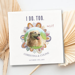 Boho Funny Pet Dog Cat Photo Personalised Wedding Serviette