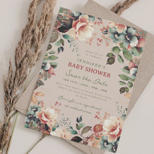 Boho Garden Floral Baby Dusche Rett Date Champagne Einladung