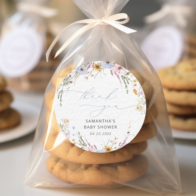 Boho Garden Floral Baby Dusche Vielen Dank Runder Aufkleber (Von Creator hochgeladen)