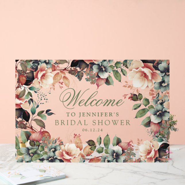Boho Garden Floral Brautparty Willkommen Acrylschild (Hochzeit)