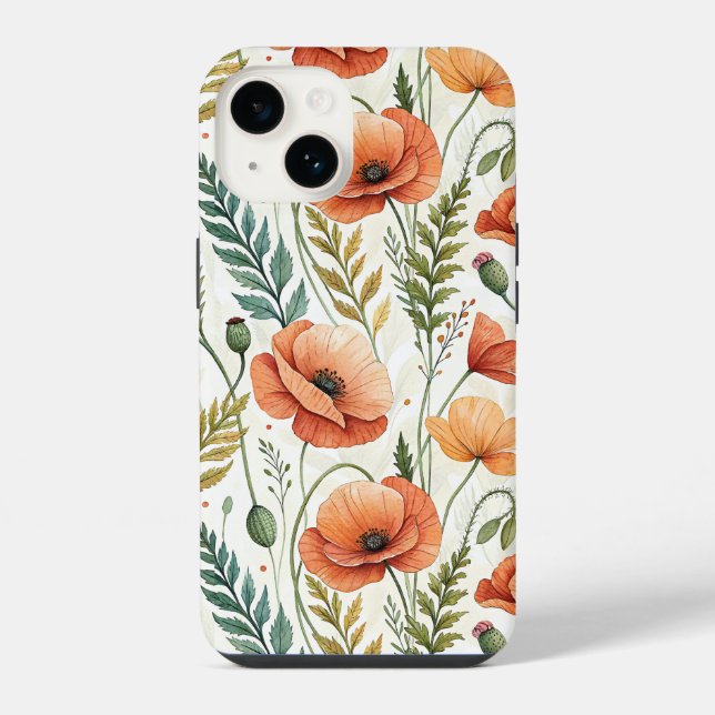 Boho Garden of Beautiful Poppies iPhone Hülle (Rückseite)