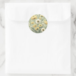 Boho Garden Party Sage Wildblume Hochzeit Runder Aufkleber