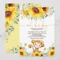 Boho Garden Sunflowers Jungle Monkey Baby Dusche