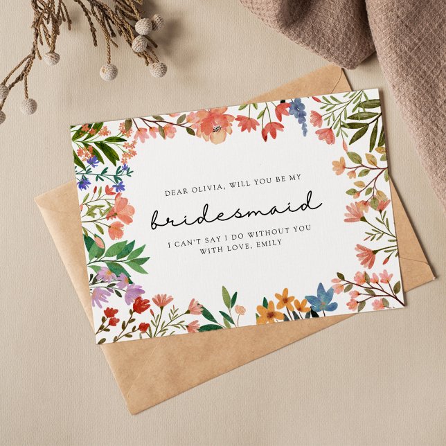 Boho Garden von Wildblume Bridesmaid Vorschlag Mitteilungskarte (Von Creator hochgeladen)