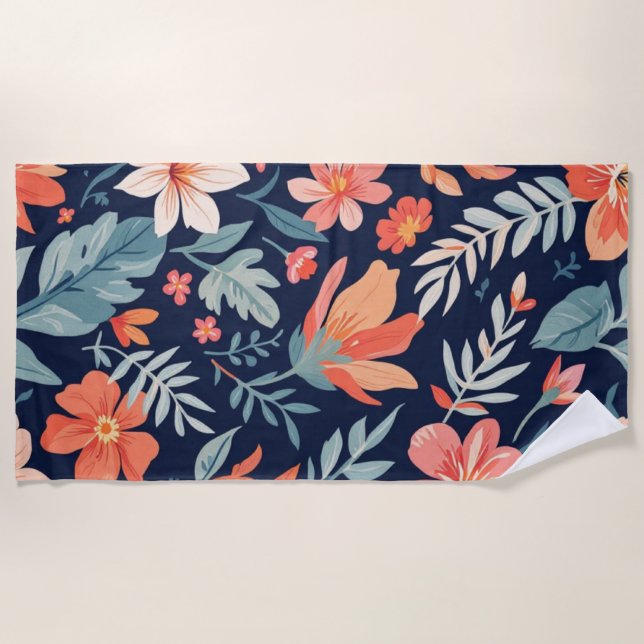 Boho Garden Whimsy - Floral Pattern Beach Badtuch Strandtuch (Vorderseite)