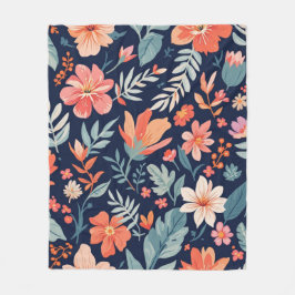 Boho Garden Whimsy - Tropical Floral Fleece Blanke