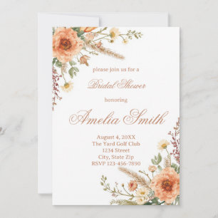 Boho-Garten-Aquarell-Blumen-Blush-Pampasgras Einladung