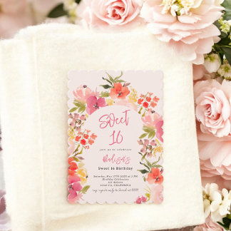 Boho Garten Blumengarten Aquarellbogen Rosa Sweet Einladung