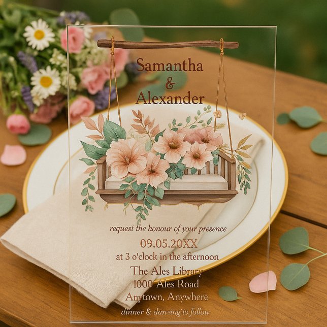 Boho-Garten-Romantik-Hochzeit Acryleinladungen (Von Creator hochgeladen)