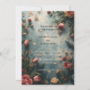 Boho-Garten-Rosen-Blumen-Hochzeitseinladung Türk Einladung