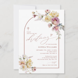 Boho-Garten-Rosen-Blumen-Tauf-Einladung Einladung