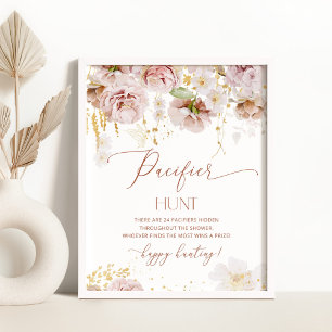Boho Gartenblumenjagd Schnuller Babydusche Poster