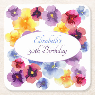 Boho-Gartenparty Farbige Blumen Geburtstag Rechteckiger Pappuntersetzer
