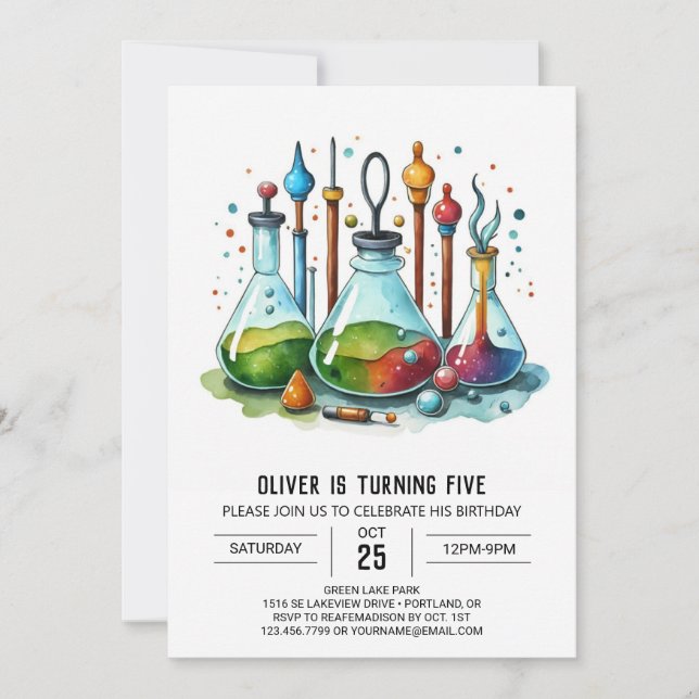 Boho Gear Discovery Scientist Birthday Einladung (Vorderseite)