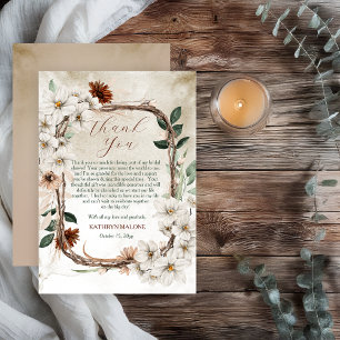 Boho gedämpfte Herbstblumen-Hochzeitsdusche "Fall  Dankeskarte