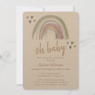 Boho  Gedämpfte Regenbogen-Kraftpapier-Baby-Party Einladung