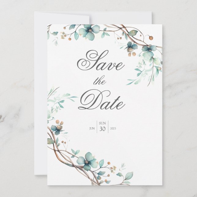 Boho Geißblatt Elegante Hochzeit  Einladung (Vorderseite)