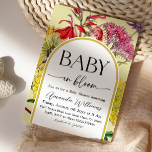 Boho Gelbe Blumen Baby in Blüte Baby Shower Einladung