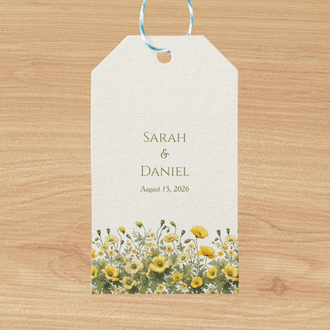 Boho Gelbe Wildblumen, Olivenöl Individuelle Name Geschenkanhänger (Von Creator hochgeladen)