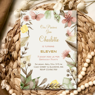 Boho Gems Vintage Kristalle Aquarell Geburtstag Einladung