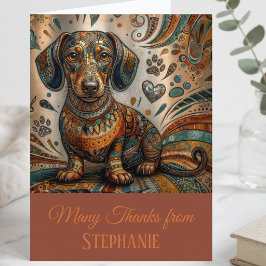 Boho gemusterter Dachshund-Hund Dankeskarte