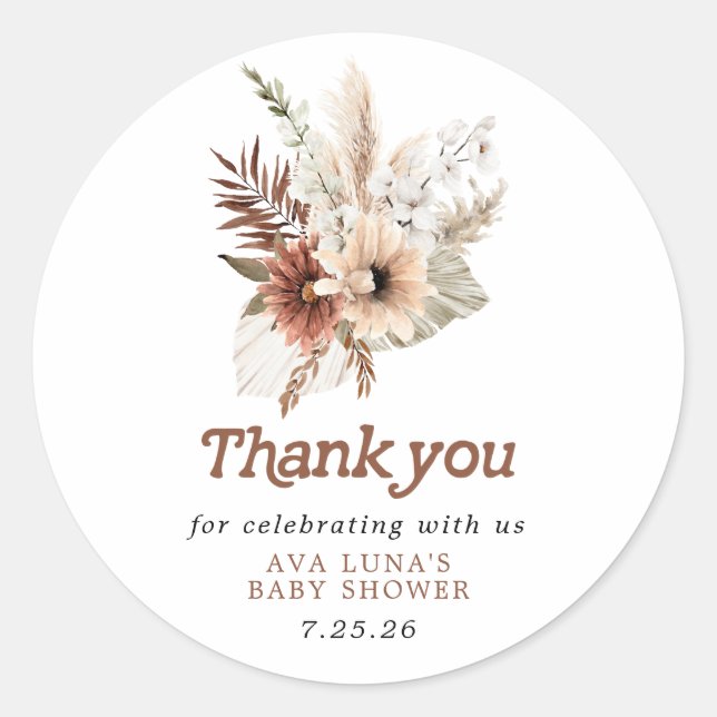 Boho Gender Neutral Baby Duwer Gefallen Runder Aufkleber (Vorderseite)