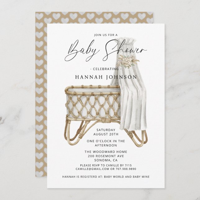 Boho Gender Neutral Baby Shower Einladung (Vorne/Hinten)