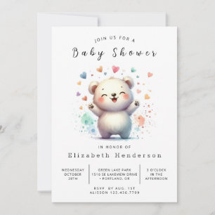 Boho Gender Neutral Bear Baby Shower Einladung