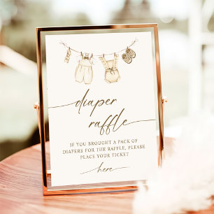 Boho Gender Reveal Diaper Raffle Sign Poster