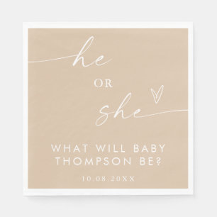 Boho Gender Reveal Paper Napkin Gender Neutral Serviette